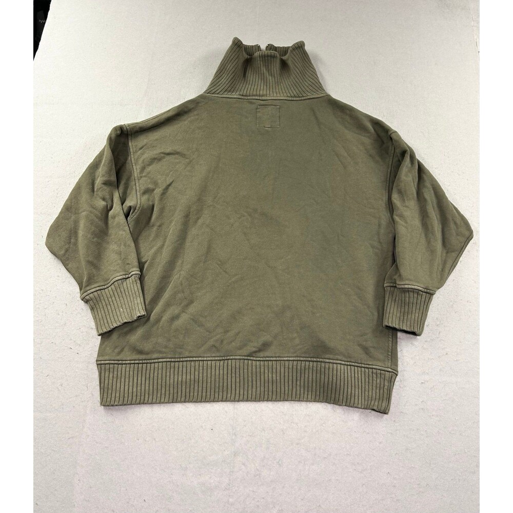 Aerie Womens Large Down To Earth Oversized Quarter Zip Olive Green Sweatshirt - Picture 2 of 7
